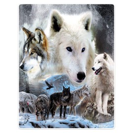 YISUMEI Fluffy Blanket 135 x 200 cm Soft Flannel Fleece Blanket Various Wolves