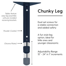 Factory Direct Partners Replacement Chunky Toddler Legs for FDP Activity Tables, Adjustable Height 15-24 inches, Includes Legs and Hardware ONLY (4-Pack) - Navy, 11542-NV