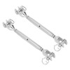 2PCS M8 Thread Stainless Steel Turnbuckle Wire Rope Tensioner Marine