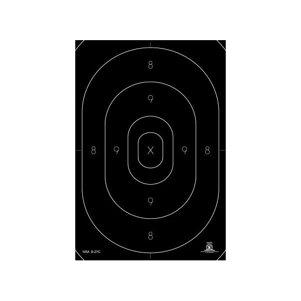 HA Outlet B-27C Repair Center Law Enforcement NRA Police Standard Silhouette 12.5" x 18.5" w/o (Black Center, 50)