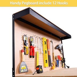 Heavy-Duty 55" Steel Workbench with Drawer & Pegboard - Versatile Tool Organizer, 300 lbs Capacity, Ideal for Workshops, Garages & Home Projects