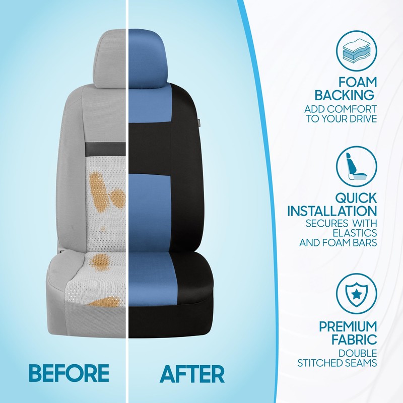 BDK PolyPro Car Seat Covers Full Set in Blue Gray