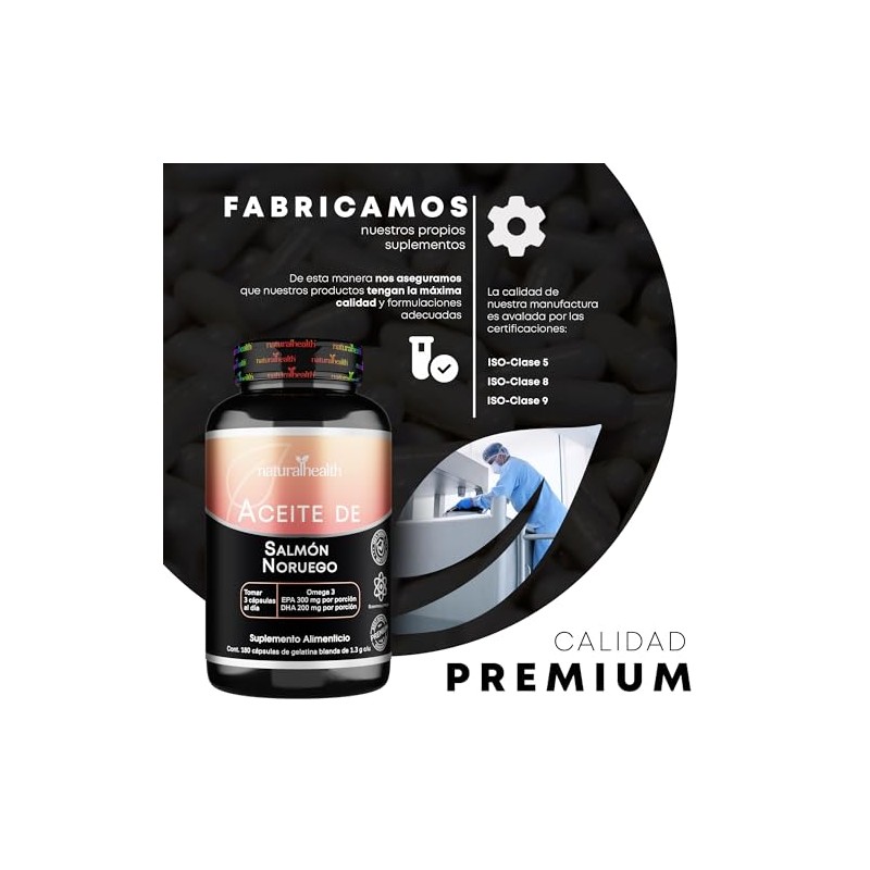 Natural Health. Aceite de Salmn Noruego. Omega 3 EPA 300mg