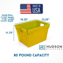 Hudson Exchange 18.25 x 13.25 x 11.75 (3 Pack) Corrugated Space Age Handled Storage Container Mail Tote, Yellow