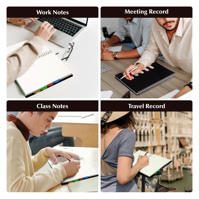CAGIE 5 Subject Notebook with Dividers, 240 Pages Spiral Notebook