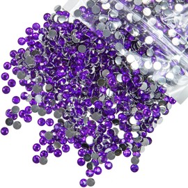 1550PCS 5mm Dark Purple Crystal Resin Rhinestones for Crafting Deep Purple Flatback Stones Bulk SS20 Non-Hotfix Diamonds Crystals Gems Charms Supplies for Tumblers Bottle Cup DIY Crafts Decor