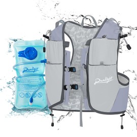 Running Hydration Vest Backpack,Lightweight Insulated Pack with 1.5L Water Bladder Bag Daypack for Hiking Trail Running Cycling Race Marathon for Women Men Gray