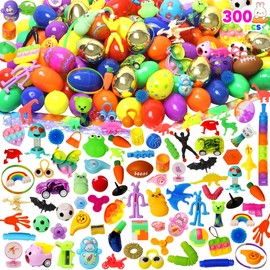 300 Pcs Prefilled Easter Eggs with Toys Inside,Easter Basket Stuffers,Non Candy Surprise Easter Egg Fillers,Bulk Easter Toys,Easter Egg Hunt,Easte Party Favors,Classroom Prizes,Easter Fillers for Kids