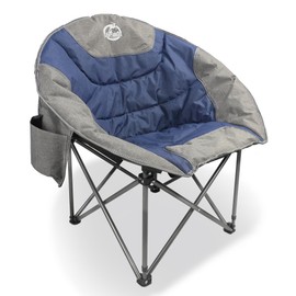 Northroad Folding Compact Camping Moon Chair, Outdoor Padded Saucer Round Chair w/Cup Holder Supports up to 300 lbs for Beach Hiking Fishing Picnic Lawn,Blue