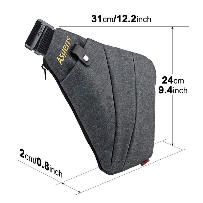 Asgens Anti-theft Hidden Bags Multi-purpose Security Bag Adjustable Underarm Shoulder
