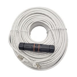 Micro Connectors 100 Feet CAT6A Industrial Outdoor-Rated Shielded Ethernet Cable Kit with Waterproof Coupler (E09-100WOU-KT)