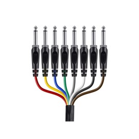 Monoprice 8-Channel 1/4 Inch TS Male to 1/4 Inch TS Male Snake 26AWG Cable C/d - 2 Meter (6 Feet) With 8 Balanced Mono/Unbalanced Stereo Lines