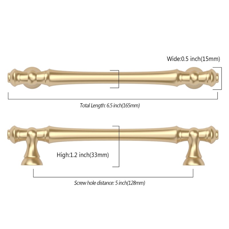 Asidrama 10 Pack 5 Inch(128mm) Gold Kitchen Cabinet Handles, Cabinet