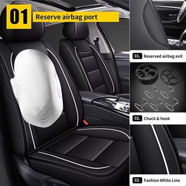 YORKNEIC Front Seat Covers Fit for VW Volkswagen Taos 2022 2023 2024 2025: First Row Faux Leather Car Seat Cover Protector Cushion (2 Front Set,Black)
