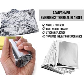 ASA Techmed Emergency Mylar Thermal Blanket, Foil Rescue Space Blanket - Silver - Designed for NASA, Outdoors, Survival, Hiking, Natural Disasters, First Aid, Marathons