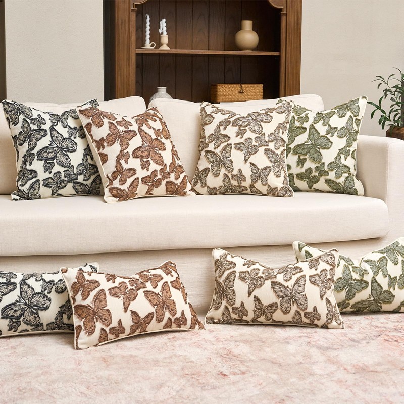 Chenille Decorative Throw Pillow Cover, 18×18, Caramel Brown