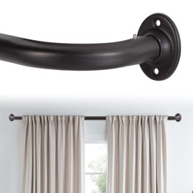 H.VERSAILTEX Wrap Around Bronze Curtain Rod 18.5 to 43.5 Inch, 3/4 Inch Adjustable Heavy Duty Blackout Curtain Rods for Windows Telescoping Curved Drapery Rods for Bedroom Inoor/Outdoor