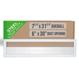 Fits 6x30 and 30x6 Duct Opening | Return Air Floor Grille by Handua | Walkable Vent Cover Grill for Floor | White | Heavy Duty Fixed Blades | Outer Dimensions: 7.75"W X 31.75"H
