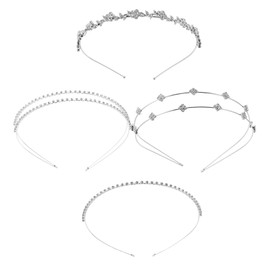 FRCOLOR 4 Pcs Rhinestone Hair Crystal Tiaras Crown for Women Elegant Bridal Headbands with Sparkling Accents Fashionable Accessories for Prom and Weddings