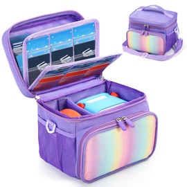 TATAVR Travel Carrying Case Compatible with Yoto Player 3rd., Card Holder Hold Up to 30 Cards with Shoulder Strap, Travel Storage Bag for Bluetooth Audio Speaker&Headphone Accessories (Purple)