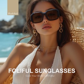 Foliful Oversized Polarized Sunglasses Womens Trendy Square Sunglasses for Women Large Frame Sun Glasses UV400 Protection Shades, Crystal Brown/Brown Lens