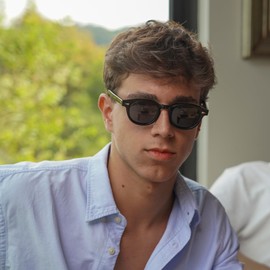 JUDOO Retro Square Sunglasses for Women Mens Trendy Small Circle Tortoise Tinted Sun Glasses Classic Vintage Style Shades (Black Frame/Grey Lens)