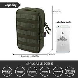 Mardingtop Molle Tactical Belt Bag, Multi-Chamber Tool Bag for Outdoor Travel, Mountaineering, Camping
