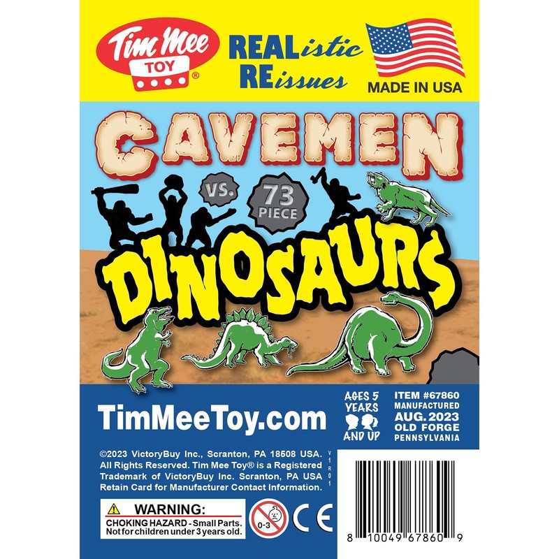 TimMee Prehistoric Plastic Dinosaur & Caveman Figures - Red, Green