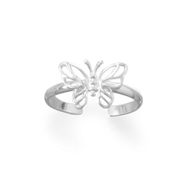 JewelryWeb 925 Sterling Silver Pretty Butterfly Angel Wings toe ring Polished Adjustable 11.9mm X 8.5mm