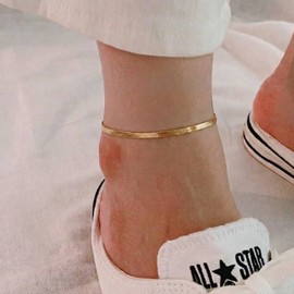 18k 3mm women's snake rope anklet chain gold silver anklet snake pink gold（pink gold） / 18k 3mm 여자 뱀줄 발찌 체인 금 은발찌 스네이크 핑크골드（pink gold）