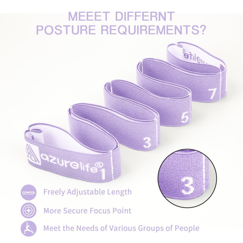 A AZURELIFE Premium Durable Stretch Straps with Loops, Stretching Strap