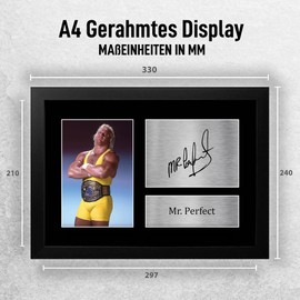 HWC Trading FR A4 Mr Perfect Gifts Signed Mounted Photo Display For WWE & WWF Memorabilia Fans - A4 Framed