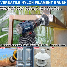 Ny lon Filament Brush - 9 Pack Abrasive Filament Nylon Wire Bristle Drill Wheel and Cup Brush Set, Nylon Brush for Drill with 1/4 Inch Hex Shank for Removal of Rust Corrosion Paint - 80/100/ 240 Grit