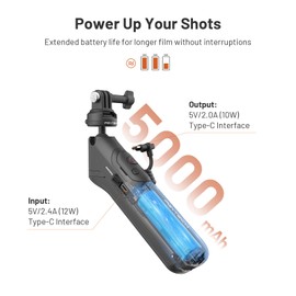 PGYTECH CapLock MantisPod Power for Gopro, Charging Handle Grip Mount with Remote Control, 5000mAh Battery Power Selfie Stick, Vlog Attachment Tripod Monopod Bank for Gopro 13/12/11/10, Phone