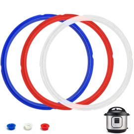 3 Pack Sealing Ring 6 Qt for Instant Pot Sealing Rings for 5/6 Qt Insta Pot, With 3 Float Valve Caps, Food-grade Silicone Instantpot 6Qt Sealing Ring, for Instant Pot 5&6 Qt, Red, Clear and Blue
