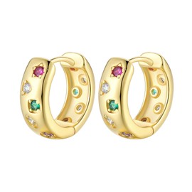 BIZK Hoop Earrings for Women, Small Hypoallergenic Hoop Earrings, Silver 925 Earrings, Gold for Women, Girls, Yellow Gold