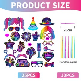 25 Pieces Photo Props 10 Pieces Glow Sticks Neon Party Decoration Props Photo Booth Props Party Supplies