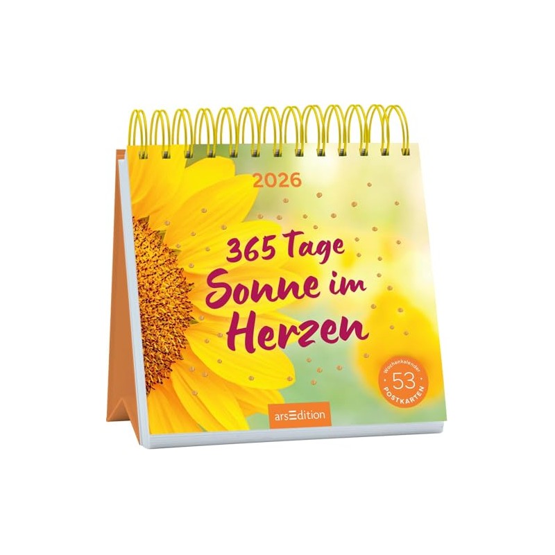 Postkartenkalender 365 Tage Sonne im Herzen 2026: Wochenkalender 2026, 53