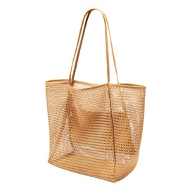 CENPEK Beach Bag Large Mesh Beach Tote Bag For Women With Zip Pocket, Summer Reusable Shopping Shoulder Handbag