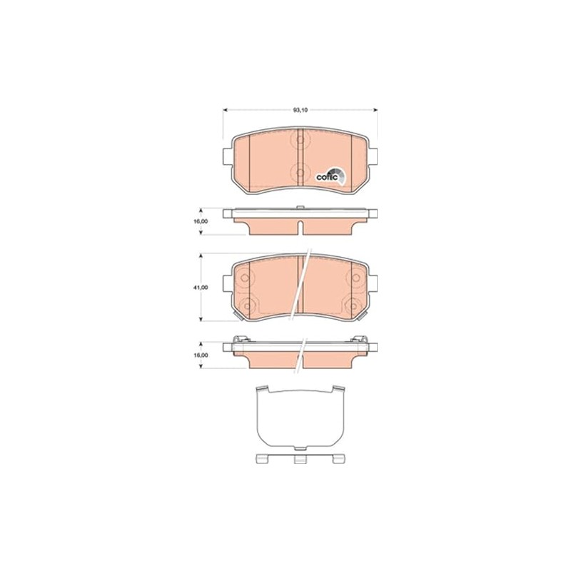TRW GDB3474 4-Piece Brake Pad Set for Hyundai Tucson (LM,