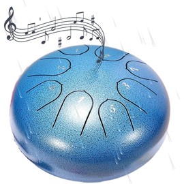 Rain Drum for Outdoor Garden, Natural Chakra Drum for Outdoor Rain, Drum Rain Chime Waterproof Chakra Drum 6 Inch 8 Notes (Blue)