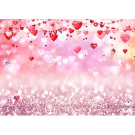 Alltten 7x5ft Pink Love Hearts Bokeh Backdrop Valentine's Day Photo Backdrops Mother's Day Wedding Bridal Shower Decoration Banner F127