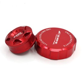 crazy sport Front Rear Brake Fluid Reservoir Cover Cap For HONDA CBR1000RR CBR 1000RR 2008-2017 Motorcycle Accessories CNC With Logo (Red)