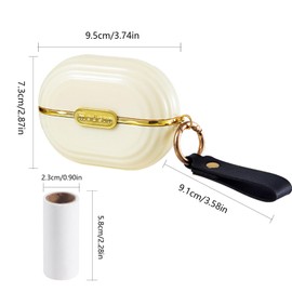 ZHU YU CHUN Handy Double-Sided Travel Lint Roller with Hand Strap, 7-Fill Luxury Clothing Bag Dust Fluff Adhesive Reusable Mini Extra Adhesive Dog Cat Pet Adhesive, Small Pocket Reusable Lint (White)