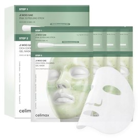 celimax Cica PHA Peel - Máscara de gel de 2 pasos (4ea) | PHA 10% exfoliante en barra y máscara de gel refrescante de Cica, cuidado de la piel muerta de baja irritación, minimización de poros, refinación de textura, cuidado calmante y refrescante