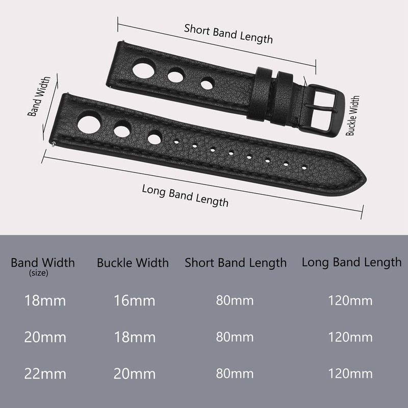 BISONSTRAP Rally Men's Leather Watch Strap Width 18 mm 20
