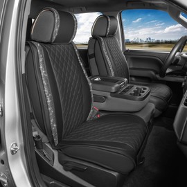 BlingStitch™ Car Seat Covers for Front Seats - Luxurious Black Vegan Leather Seat Covers for Cars with Clear Bling Crystals, Premium Automotive Seat Covers for SUV, Trucks, Car Bling Luxury