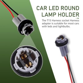 Bookeel 2 PCS T15 Car Turn Signal Lights Harness Pigtail Socket Replacement, Vehicle Brake Lights Wiring Harness, Universal Automotive Lighting Bulb Connector Accessories for Truck SUV Car (Grey)