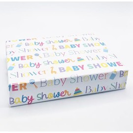 2 Sheets Baby Shower Unisex Writing Wrapping Paper Pink Blue Lilac Yellow Cute New Baby Arrival Gender Reveal Gift Wrap Boy or Girl (PA)