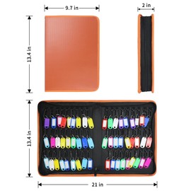 Sdstone 54 Hooks Portable Zippered Key Organizer,Fireproof and Waterproof Key Case,Portable Manager & Landlord Zipper Key Case Box for Real Estate Sales,Hotel Executives, Car Service(Brown)